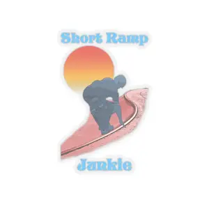 Short Ramp Junkie Stickers, Skateboarding Decor, Fun Laptop Sticker, Gift for Skaters, Colorful Outdoor Sticker, Trendy Vinyl Decal
