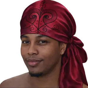 Mouchwa Èzili Freda Satin 90cm*90cm Headscarf Inspired By Haitian Vodou Elegance