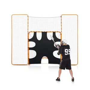 VEVOR 3-IN-1 Lacrosse Goal, 12x9 ft Lacrosse Net with Backstop and Target, Quick Easy Setup Backyard Rebounder Equipment, Steel Frame Training Nets, Suitable for Youth Adult Training, Orange
