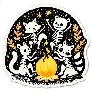 Woodland Skeleton Animals Sticker, Cute Halloween Gifts, Sticker for Laptops, Journals, Water Bottles, Designed by Loftipop, Printed in the USA