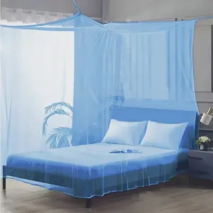 1pc Blue Polyester Mesh Canopy Bed Cover - Portable Summer Mosquito Net for Patio, Porch, Camping & Bedroom Decor, Lightweight & Breathable Design, Quiet & Comfortable Atmosphere, Bedroom Mosquito Net |   Airy Bedroom Accessory |   Easy Setup Netting