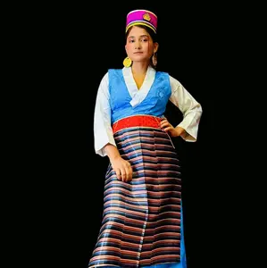 premium blue silk tamang bakhu set size 34