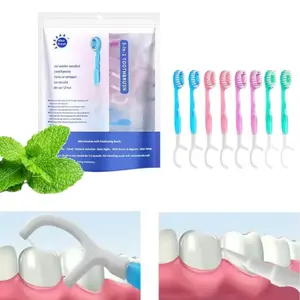 26/52/78  PCS 5-in-1 Mini Disposable Toothbrushes – Portable Travel Set with Toothpaste, Floss, Pick & Tongue Scraper, Individually Wrapped, 4 Flavors