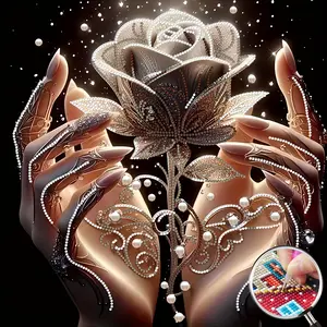 Rose Diamond Painting Set in Hand 5D Frameless Diamond Art Kit, Diamond Painting Art and Craft Home Wall Decoration, Exquisite Gift 40×40cm/ 15.75×15.75in