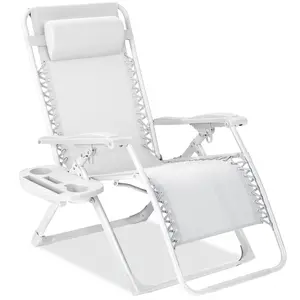 Best Choice Products Monochromatic Zero Gravity Chair, Folding Patio Recliner w/Side Tray, Headrest