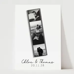 Personalised Photo Strip Collage Print, Custom Couple Wall Art, Romantic Valentine Gift for Boyfriend Girlfriend, Anniversary Love Keepsake, Minimalist Home Decor