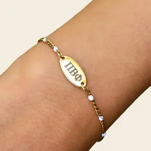 Pi Beta Phi Sorority Bracelet - White Enamel Chain Style
