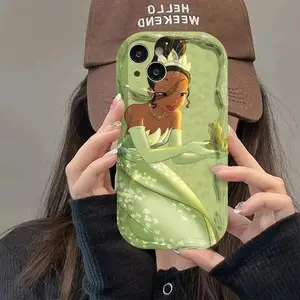 Princess Tiana Animated Character Phone Case for iPhone 17 Air 16 15 14 13 12 11 Pro Max Plus , Charming Cartoon Design, Green Wave Style, Excellent Drop Resistance & Durable Protection, Perfect Gift