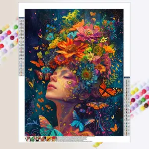 Flower Girl Pattern DIY Diamond Arts Colorful Painting Kit without Frame, DIY 5D Diamond Arts Colorful Painting Kit, Wall Art Decor for Home