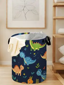 Dinosaur Pattern Laundry Basket with Handle, Dirty Clothes Basket, Durable Foldable Dirty Clothing Storage Bin, Large Capacity Toy Organizer, Non-Sensitive Goods, All Seasons