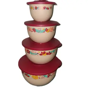 DECORATED IMPRESSION Bowls - Set of 4 Decorative Bowls with Floral Patterns  Tableware