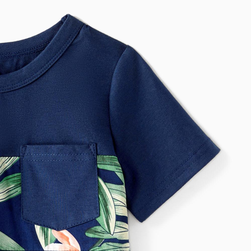 PatPat Family Matching Tropical Floral Print T-Shirts & Spaghetti Strap Midi Dresses Hidden Snap Vacation Beach Wear Soft Comfy 100% Polyester & 73% Polyester 23% Cotton 4% Spandex