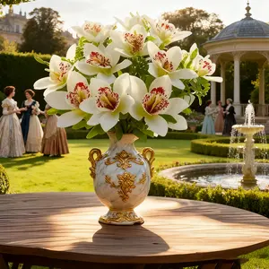 10pcs Set of Realistic Artificial Flowers/Outdoor Artificial Flowers, Artificial Phalaenopsis and Catopsis Orchids. Suitable for Home Decoration Such as Courtyards, Gardens, Patios, Porches, Living Rooms, Bedrooms, Offices, and Hotel Decor