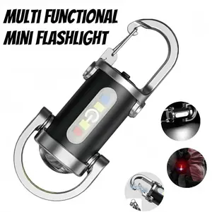Mini LED Flashlight Strong Light Portable Flashlight, USB-C Rechargeable Keychain Light with  Strobe and SOS Light for Camping, Hiking, Work, Travel, Outdoor fun Rechargeable Keychain Flashlights,High Lumen EDC Mini Flashlight, COB Keychain Work LED