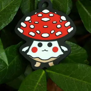 Mushbud 3D Printed Mushroom Cottagecore Woodland Keychain Red White Polka Dot Design Cute Cartoon Style