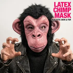 PATYGR Gorilla Mask - Realistic Latex Full Face Headgear with Black Hair Funny Original Animal Ape Costume for Halloween Cosplay Props Monkey Face Helmet