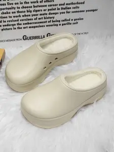 Unisex Classic Eva Warm Lined Fashionable Soft Fluffy Home Slippers, Thick Sole, Loose Fit, Casual Fall & Winter Shoes, Comfortable Indoor Outdoor Wear