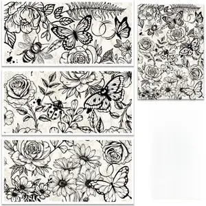 3 Sheets/Set Black Flowers Rub on Transfers for Furniture and Craft Decorative Projects 12x6 Inch Butterflies Furniture Decal Transfer Decorative Stickers Rub on Decal  for Wooden Furniture Home Decorations Artistic Flair