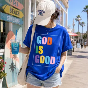 Colorful God Is Good T-Shirt, Christian Faith Graphic Tee, Inspirational Religious Shirt, Positive Bible Verse Style Top, Casual Short Sleeve Cotton Shirt for Women Men, Church Outfit, Gift Tee for Believers