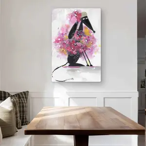 Begin Home Decor C1MP2436VCU6RS 24 x 36 in. Cartoon Dog with Pink Flowers Wall Art - Purple Metal Print Decor