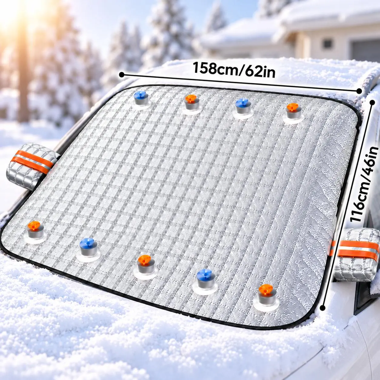 Car Windshield Protector Cover - Waterproof All-Season Outdoor Rain Cloth for Most Vehicles, Defends Against Snow, Ice, Frost, Dust