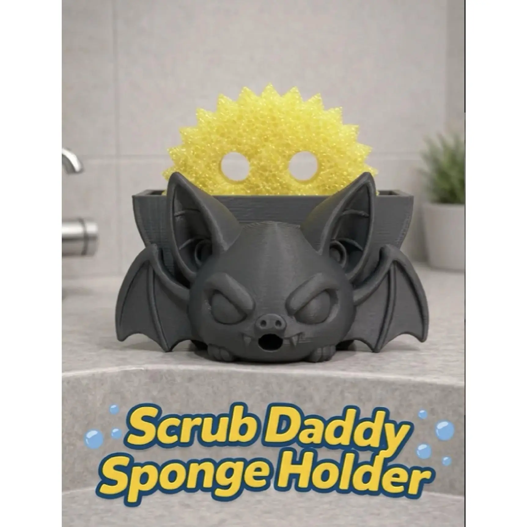 Scrub Daddy Halloween Bat Holder - Unique Sponge Storage Solution for Bathroom Organization
