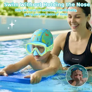 [Summervibes]Vvinca Kids swim Goggles with Nose Cover, Diving Mask Elastic Fabric Strap Anti Fog Anti Shattered Lens for Kids Swim Goggles 3-14,for Lake,Beach, Summer Party