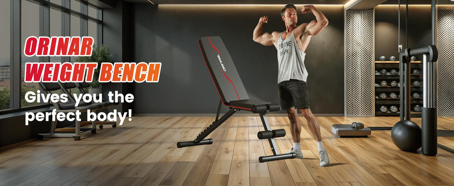 Orinar Adjustable Weight Bench Press Incline Decline Strength Training Bench Full Body Gym Workout Benches for Home Gym Fitness