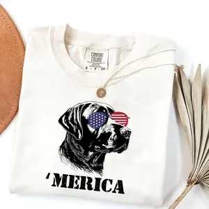 Comfort Colors Merica Labrador Retriever Shirt, 4th of July Dog TShirt, Labrador Retriever Mom Gift, Patriotic Dog Dad Tee Collar Cotton