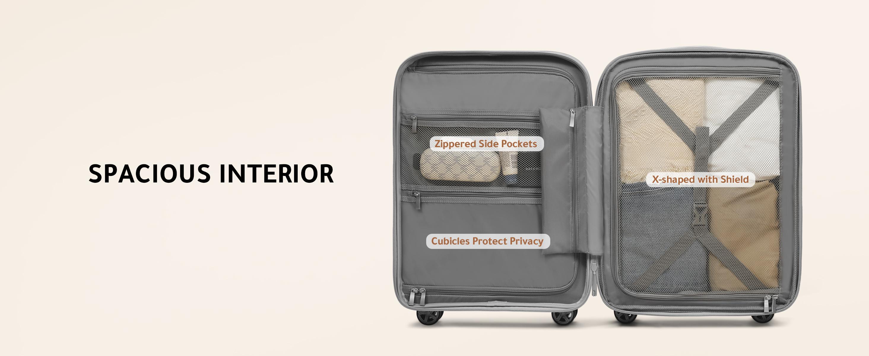 LUGGEX Ultra-Lightweight 14"/20" Spinner Wheels Luggage Set 2-Piece Travel Set with Cosmetic Case & Organized Compartments for Easy Travel