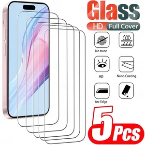 5pcs HD Screen Protectors for iPhone 11-17 Series, Apple Compatible, Durable & Scratch Resistant Design, Perfect Replacement Accessory