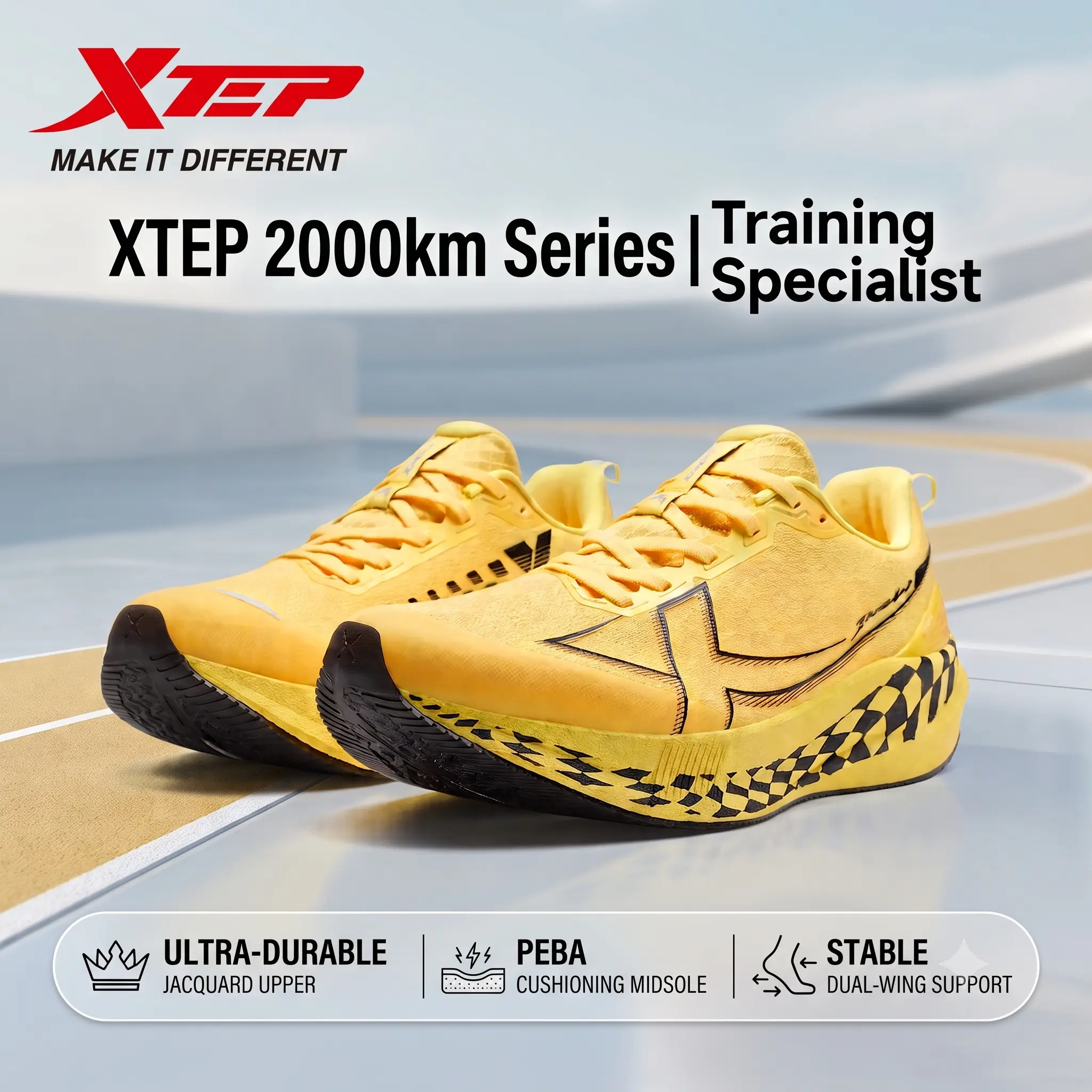 XTEP 2000km 3.0/5.0/5.0 Pro Men's Pro Running Shoes | Breathable Training Sneakers for Jogging & Marathon, ACE Midsole Comfort