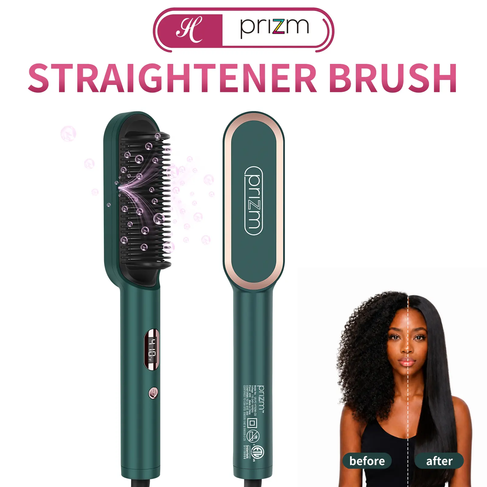 Hair Straightener Brush,Hair Straightener,Heat Comb,Frizz Control Hair Straightening Brush, Quick Styling for All Types, Auto Shut-Off, Hair Tools, Digital Temp,Ergonomic Handle, Plug-In Hair Tool,#SummerVibes Hair Tools,Father's Day Gift