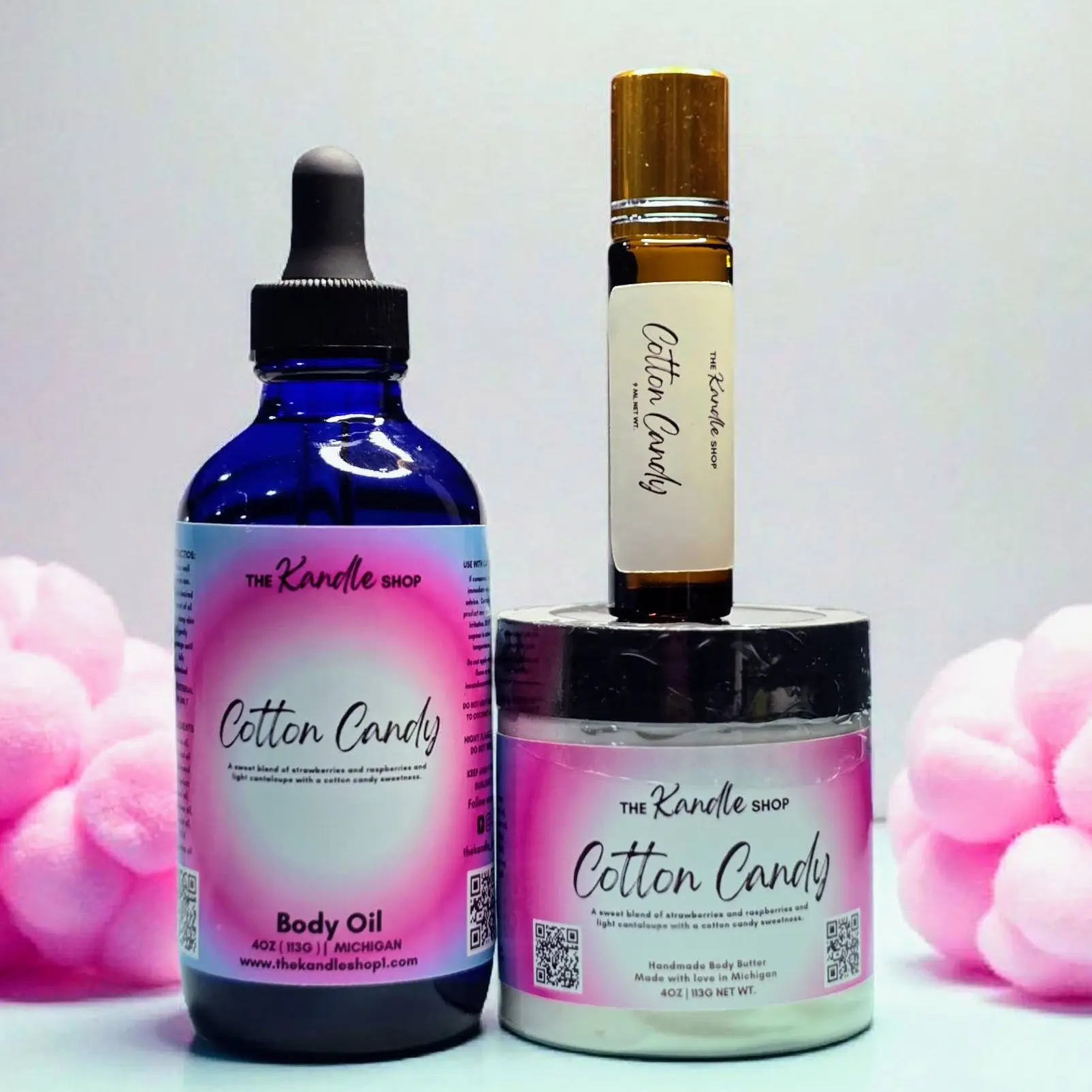 The Kandle Shop 3 Set of Beauty Trios - Body Butter, Body Drop & Roll up, Hydrating, Moisturizing, Silky Soft Skin, Available in various fragrances