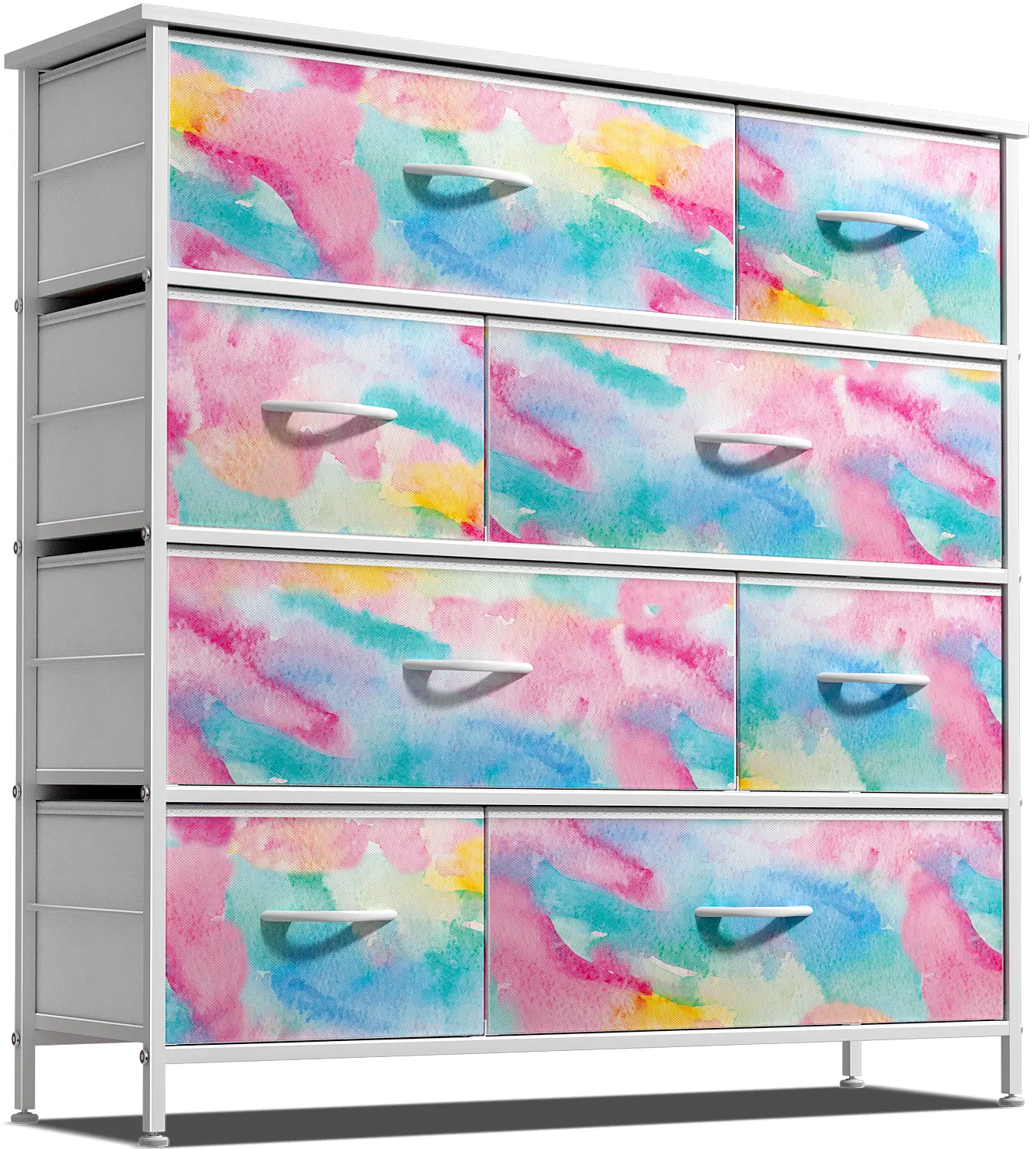 Sorbus 8-Drawer Fabric Dresser - Steel Frame, Wood Top, Fabric Bins, Bedroom Indoor Cupboards & Cabinets Furniture (Tie-Dye), Fabric Dresser Bedroom Furniture