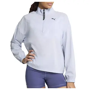 PUMA Womens Strong Woven Quarter Zip Jacket Athletic Outerwear Casual - Blue
