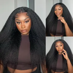 OhMyPretty Wear Go Kinky Straight Glueless 7x5 HD Lace Wig With Pre-plucked Edges Mini Knots