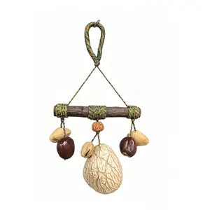 Natural Shell Wooden Wind Chime, Handmade Natural Wind Ornament, Eco-Friendly Sound Decor, Nordic Style, Parrot Toy, Gift Idea