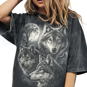 Comfort Colors Wolf Vintage 90s Graphic Style Tshirt, Grunge Retro Wolf Faded Tee, Wild Nature Wolf Howling Moon Y2k Gothic,2000s Wolf Gift