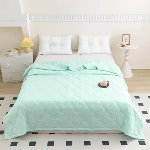 1pc Washable Cotton Summer Quilt, Large Size, Solid Color, Soft and Skin-Friendly, Cool Cover Blanket for Adults, Machine Washable Quilted, Soft Lightweight Quilts