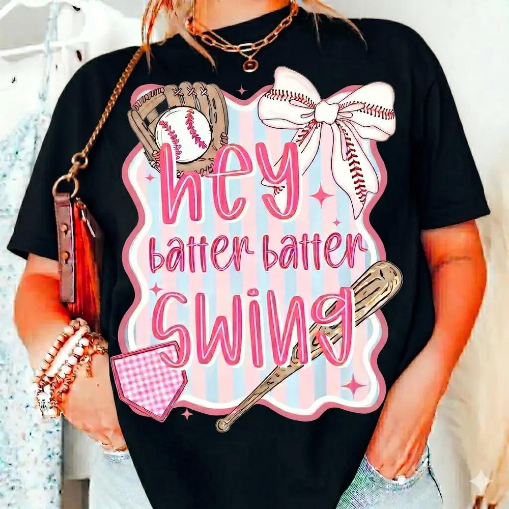Baseball T-Shirt – Retro Hey Batter Swing Graphic Tee