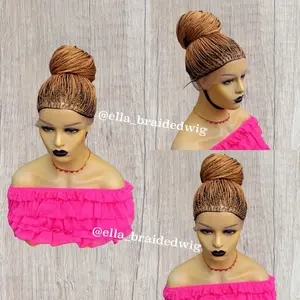 Ellasbeautyworld Full Lace Micro Box Braids Wig Color #27(Black Root) 22 Inches, Glueless with Comb and Adjustable Straps