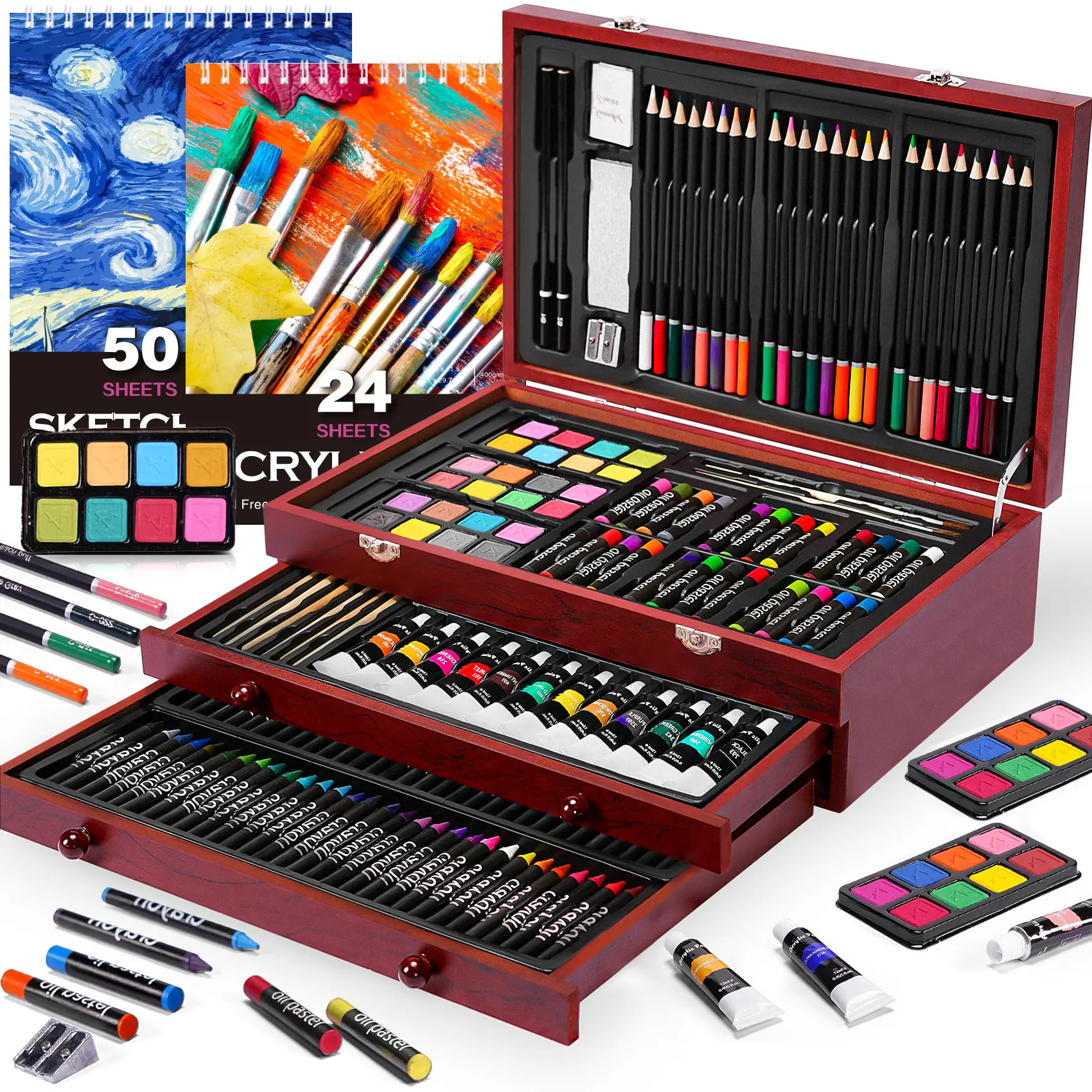 175 Piece Deluxe Art Set, Painting Materials, Professional Art Kit in Wooden Case, for Adults, Teens, Artists, Portable, Art Maker#dealsforyoudays