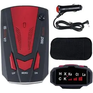 Car Radar Detector, Laser Radar Detectors, 360 °                   GPS Speed Police Safe 16 Band Voice Alert,1080P HD Auto Focus Webcam with Microphone (RED)