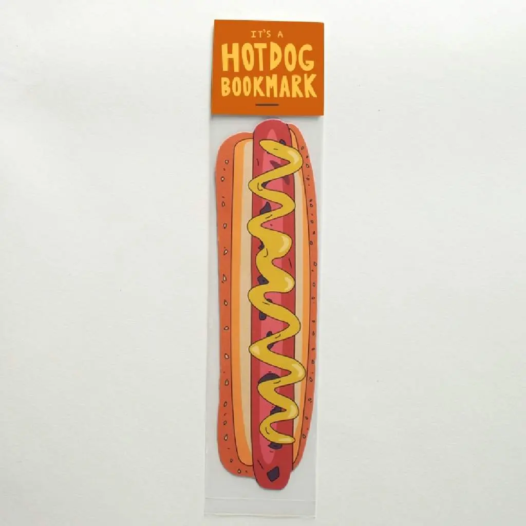 Hot Dog Bookmark Fun Design for Dog Lovers Ideal for Saving Your Place in Books 1.8" x 6.8" Double-Sided Sturdy Cover Paper Made in USA