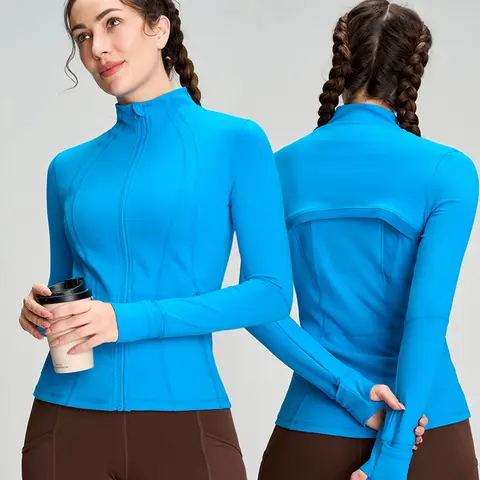 QUEENIEKE Women Athletic  Jacket Cottony-Soft Full Zip Slim Fit Workout Running Jacket with  Back Mesh Vent 2 Pockets Thumb Hole Solid Zip-Up Pocket Sports Jacket