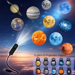 Galaxy Planet Projector 360° Rotating LED Star Night Light, 10 Modes USB Powered Portable Planet Lamp for Christmas Bedroom Decor Home Party Atmosphere Gift Party gifts