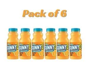 SUNNYD Tangy Original Orange Juice Drink Pack of 6 – Shelf Stable, 6.75 fl oz Bottles