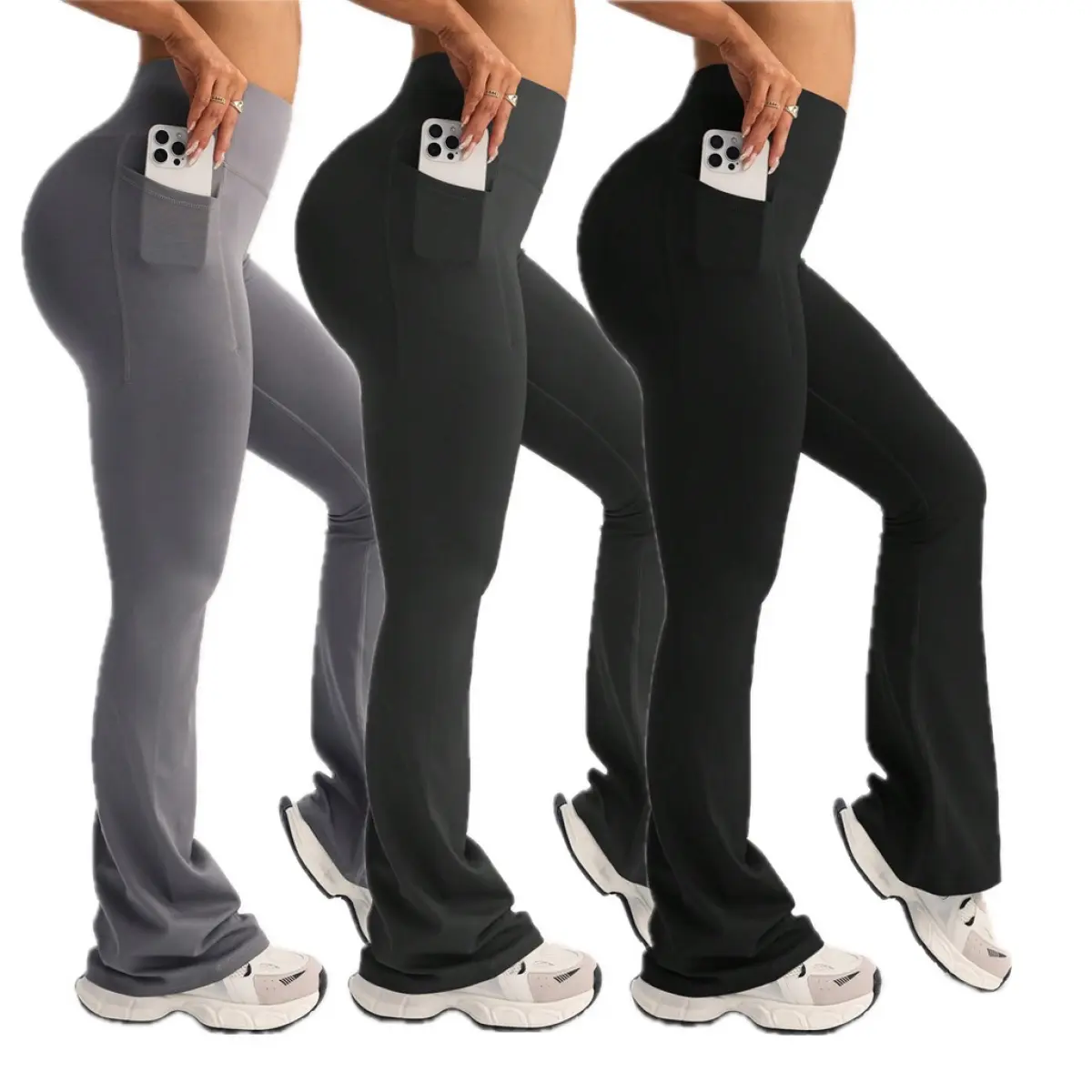 Yoga Pants for Women High-Waisted Wide-Leg Flare with Phone Pocket Breathable Quick-Dry 4-Way Stretch Workleisure Outfits Gym Multi-Pack Athleisure Style