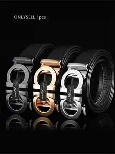 New Trendy Fashion Men's Belt with Automatic Adjustable Buckle, Durable Alloy Waistband, Casual Style for All Seasons, Universal Fit for Men